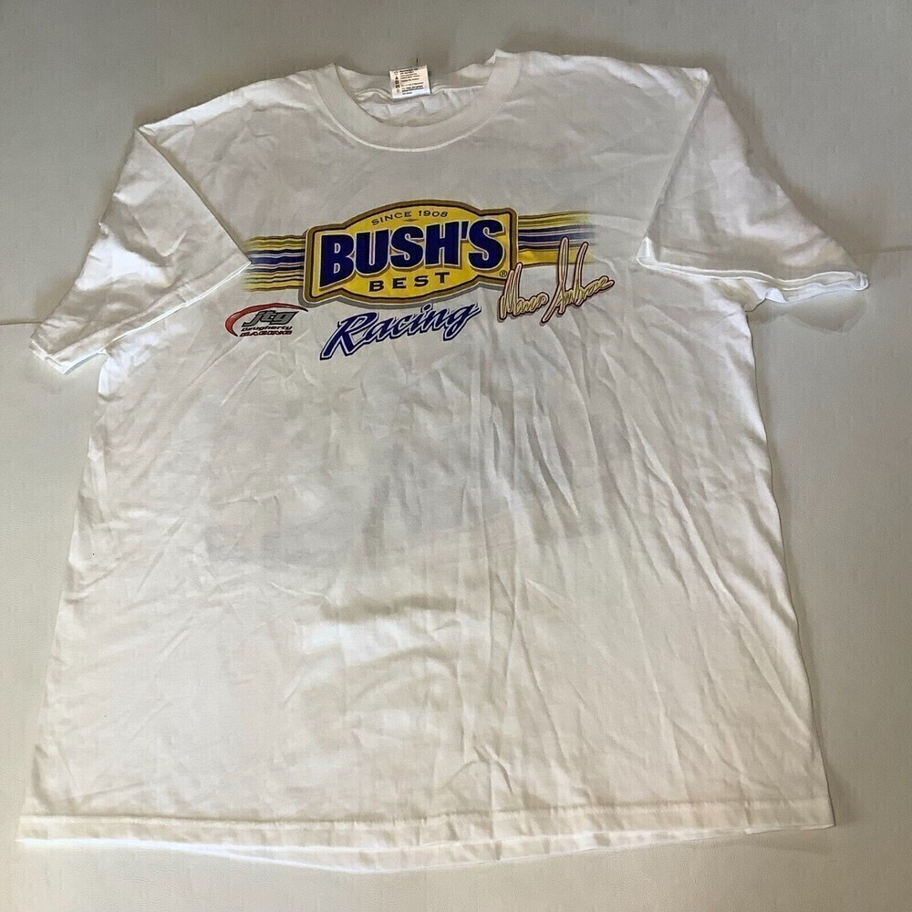 Bush's Best Marcos Ambrose #47 Racing T-shirt Size XL Chase Authentics White